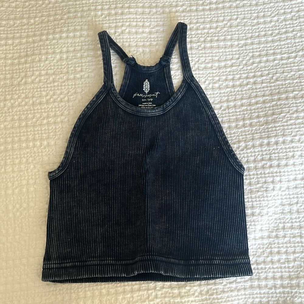 free people movement dark blue halter top